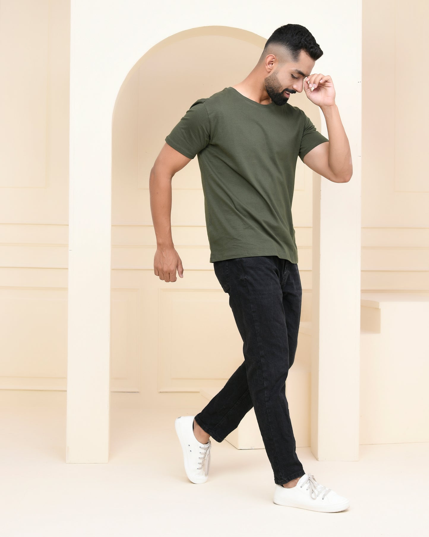 Olive Green Plain T-Shirt