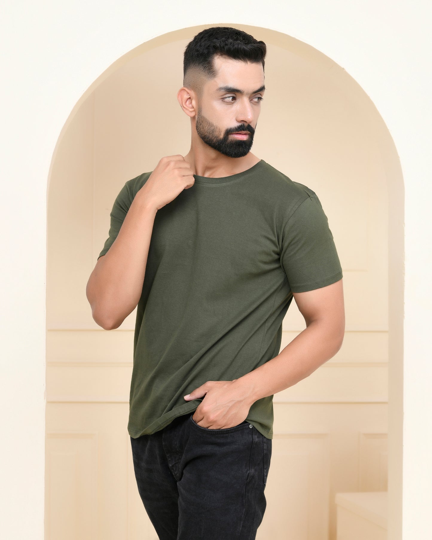 Olive Green Plain T-Shirt