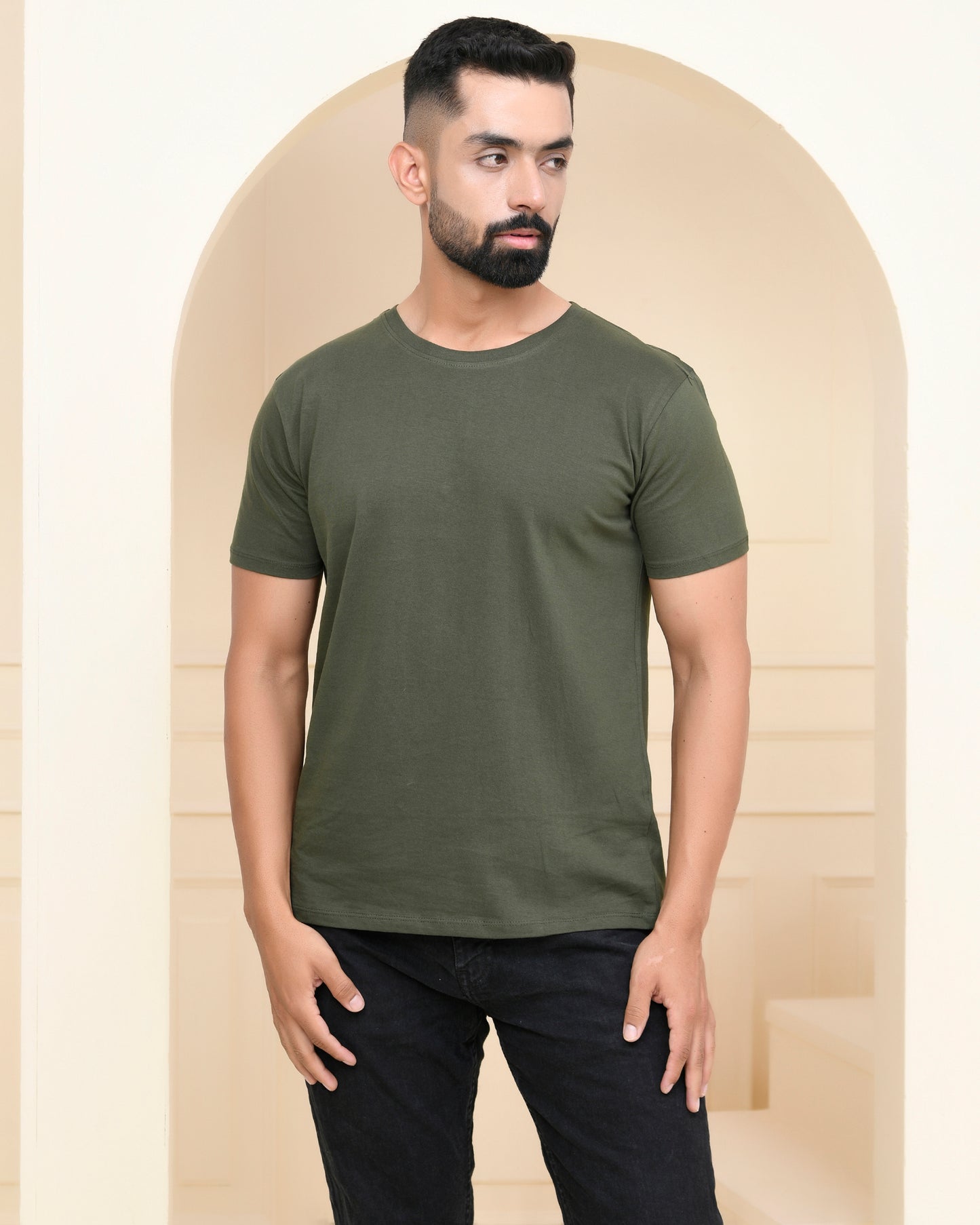 Olive Green Plain T-Shirt