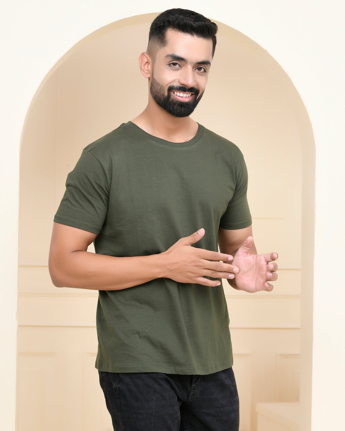 Olive Green Plain T-Shirt