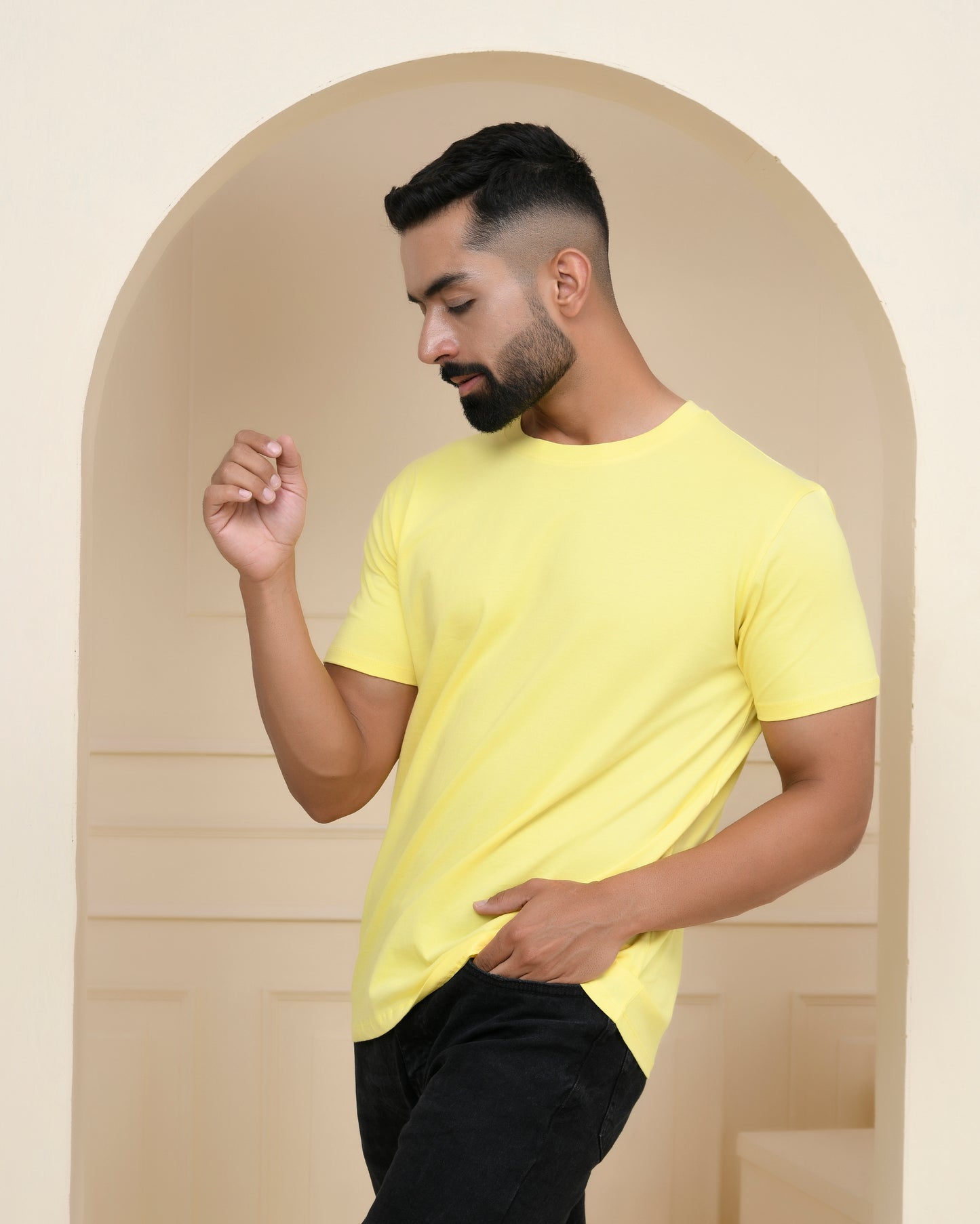 Pale Yellow Plain T-Shirt