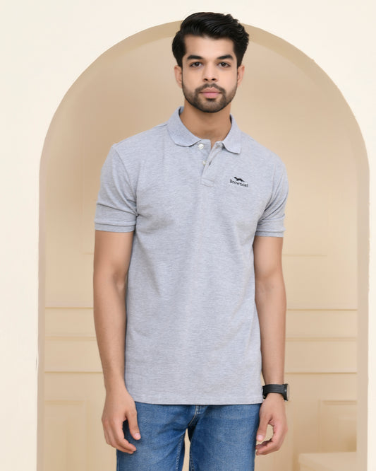 Grey Heather Polo T-Shirt