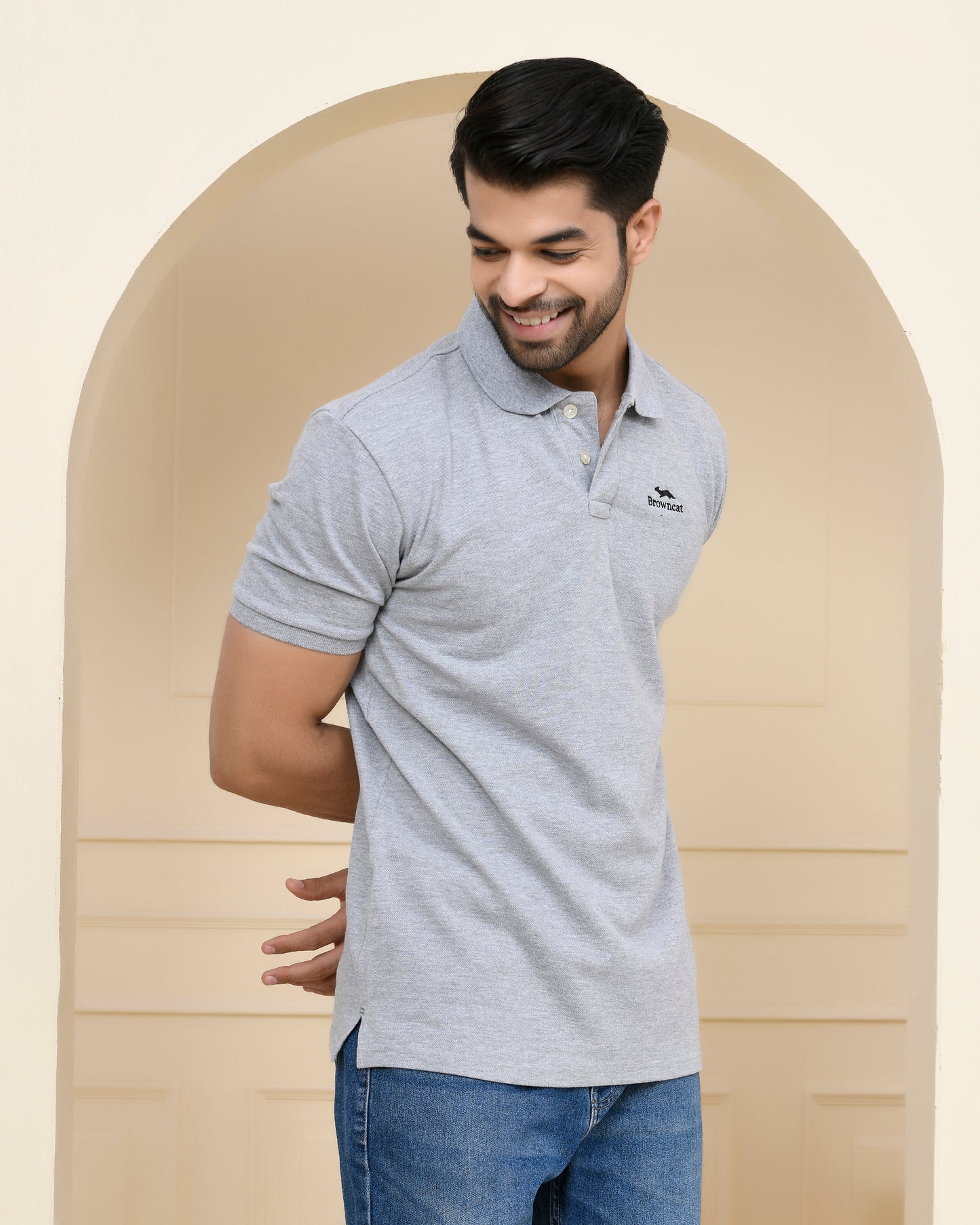 Grey Heather Polo T-Shirt