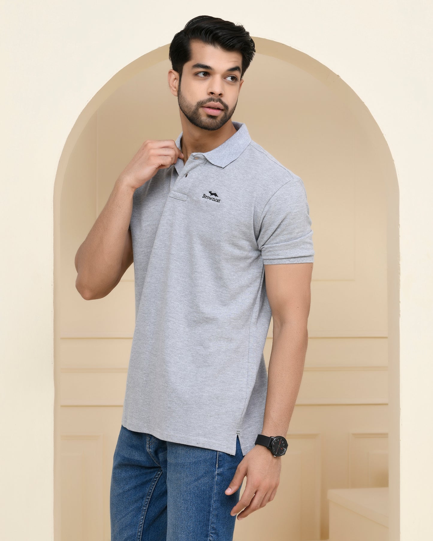 Grey Heather Polo T-Shirt