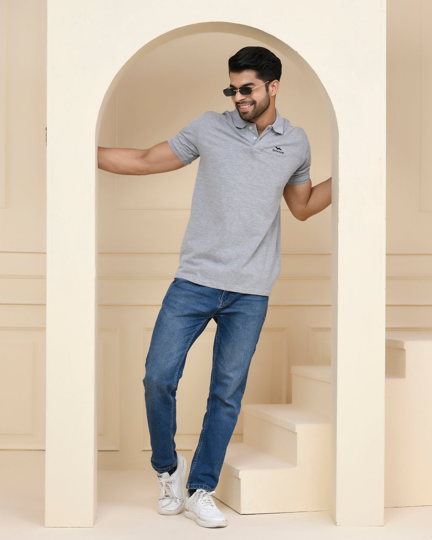 Grey Heather Polo T-Shirt