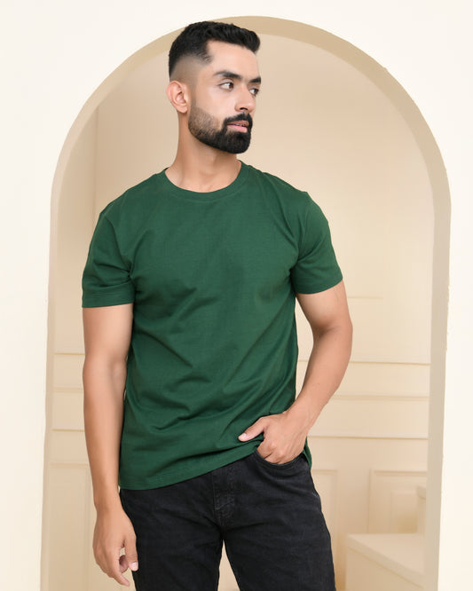 Bottle Green Plain T-Shirt