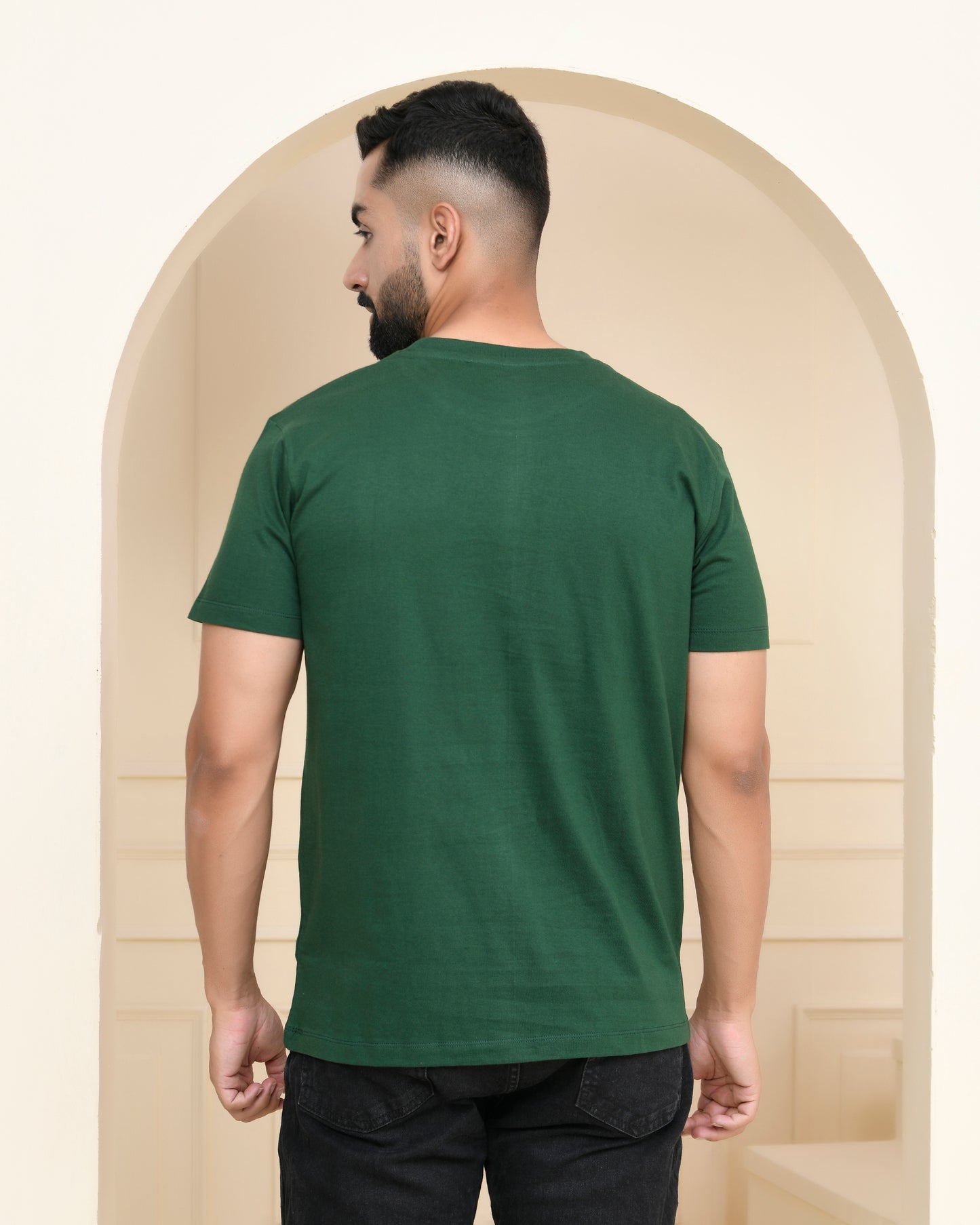 Bottle Green Plain T-Shirt